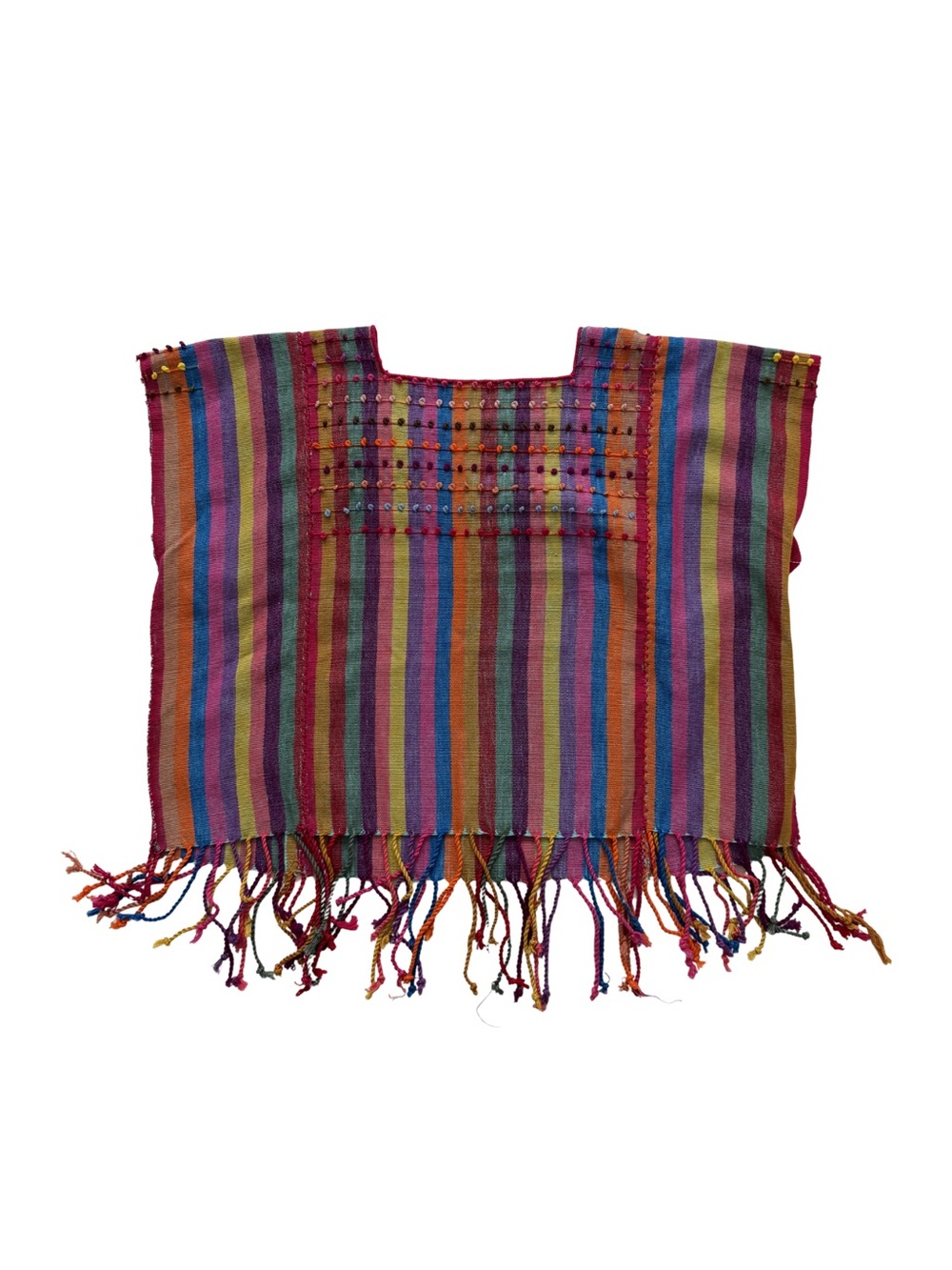 Handwoven Multicolor Striped Mexican Huipil Top